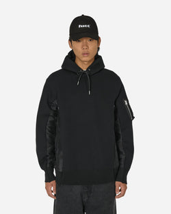 sacai Sponge Sweat x Nylon Twill Hooded Sweatshirt Black / Black