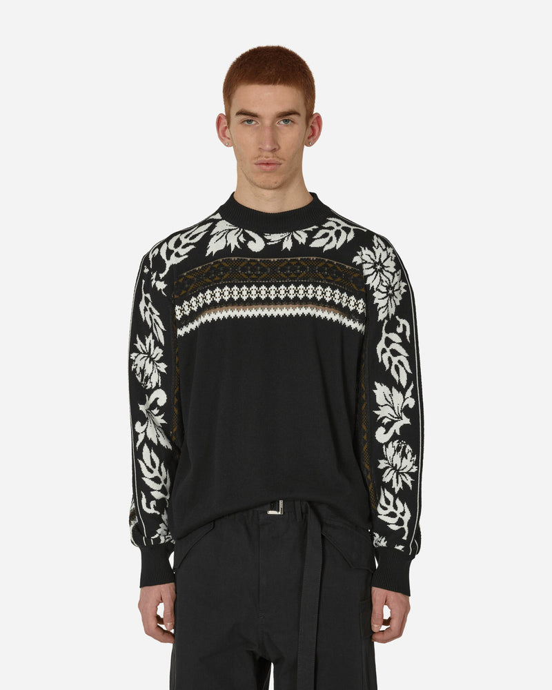 sacai Floral Jacquard Knit Sweater Black / Off White