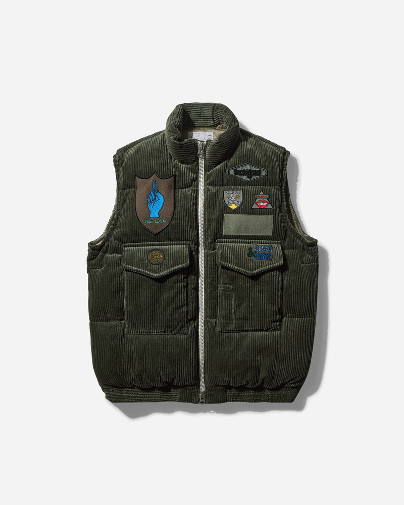 sacai Gonz Multi Patch Corduroy Padded Vest Khaki