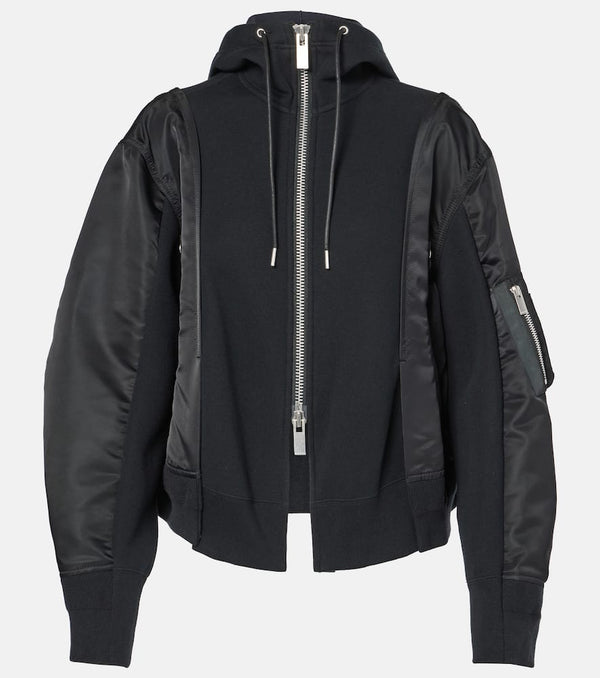 Sacai Cotton-blend jersey and twill bomber jacket