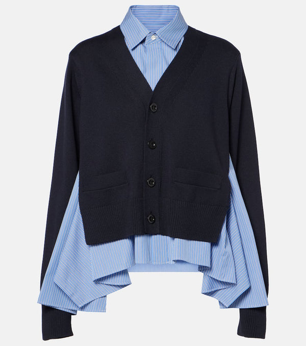 Sacai Cotton-blend poplin cardigan