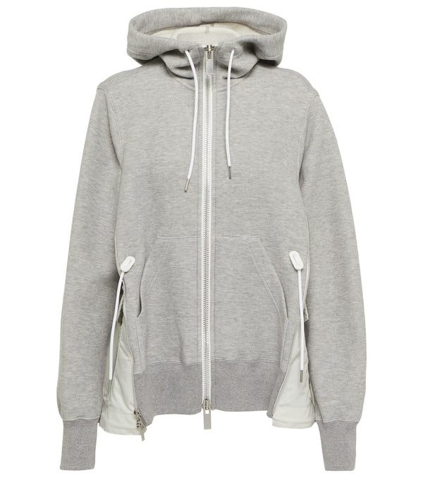 Sacai Paneled cotton-blend jersey hoodie