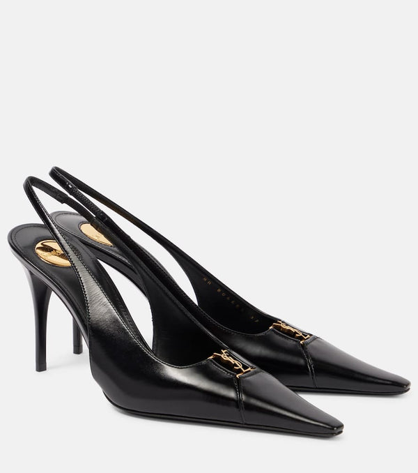 Saint Laurent Babylone Cassandre leather slingback pumps