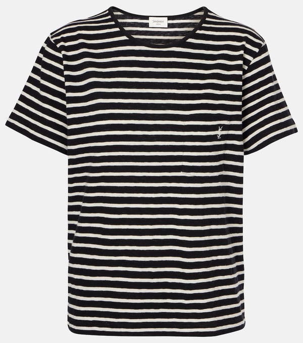 Saint Laurent Cassandre striped cotton jersey T-shirt