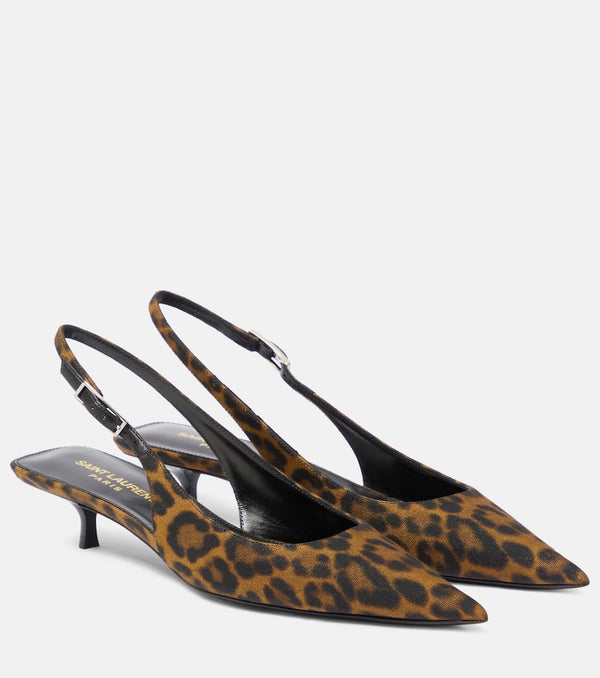 Saint Laurent Cherish 30 leopard-print slingback pumps