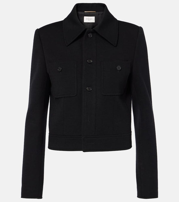 Saint Laurent Cropped wool-blend jersey jacket