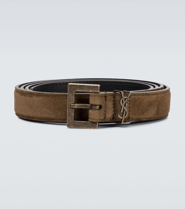 Saint Laurent Monogrammed suede belt