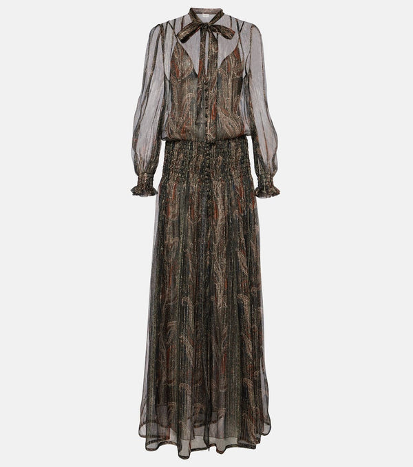 Saint Laurent Paisley silk-blend crepon maxi dress