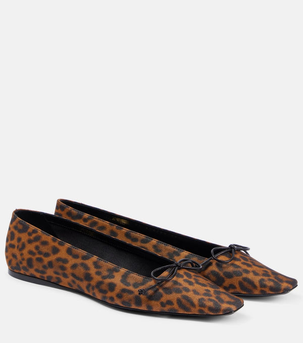 Saint Laurent Poppy leopard-print grosgrain ballet flats