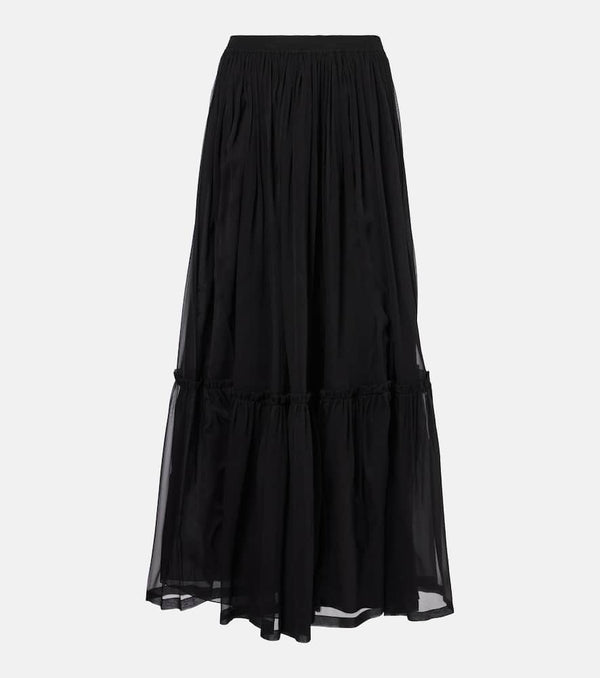 Saint Laurent Ruffled silk maxi skirt