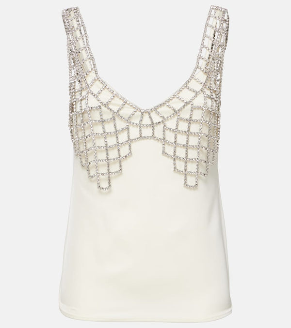 Self-Portrait Crystal-embellished satin tank top