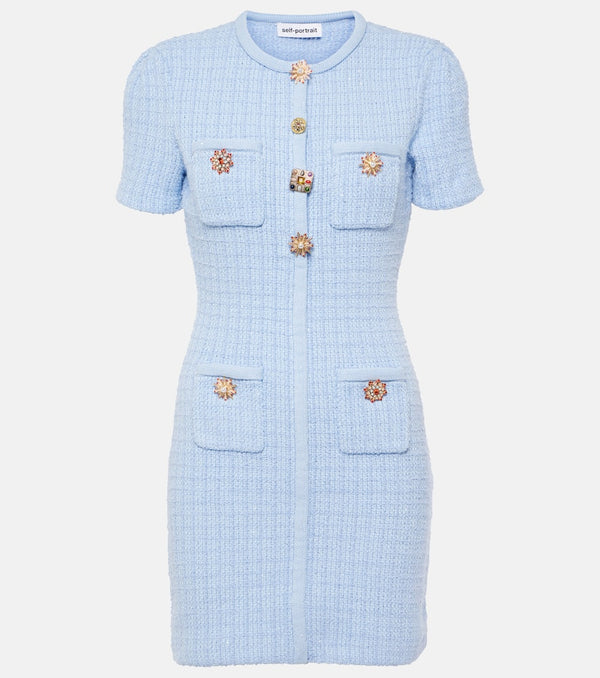 Self-Portrait Embellished bouclé minidress