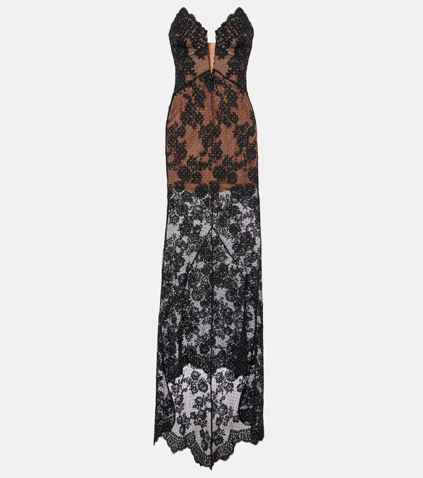 Self-Portrait Embellished sheer lace gown