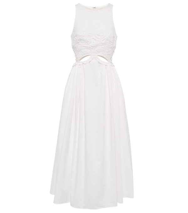 Self-Portrait Lace-trimmed cutout cotton maxi dress