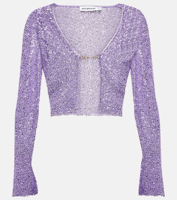 Self-Portrait Sequined cropped cardigan