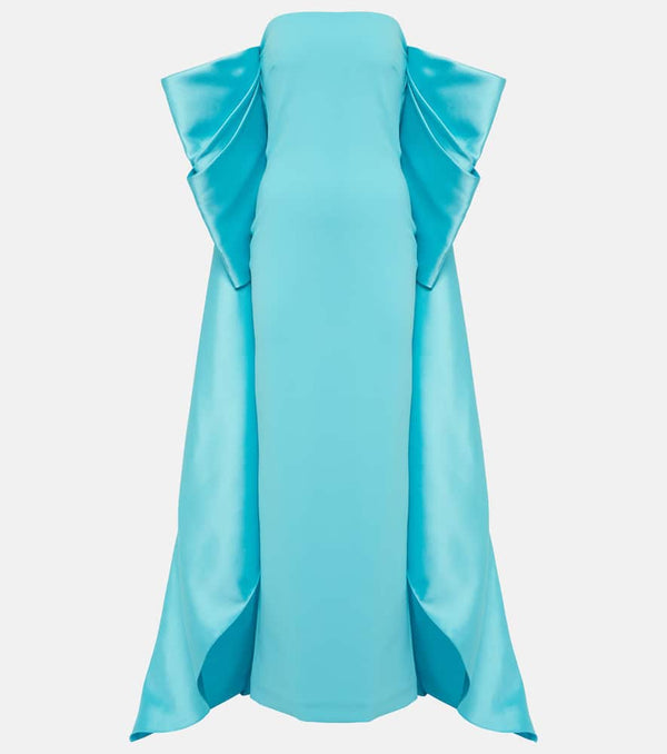 Solace London Kyla caped twill and crêpe gown