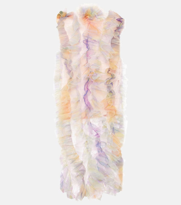 Susan Fang Shirred tulle maxi dress