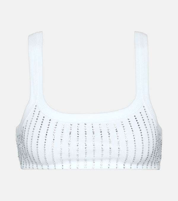 The Attico Crystal-embellished cotton top