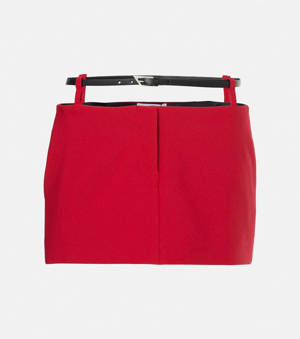 The Attico Cutout belted crêpe miniskirt