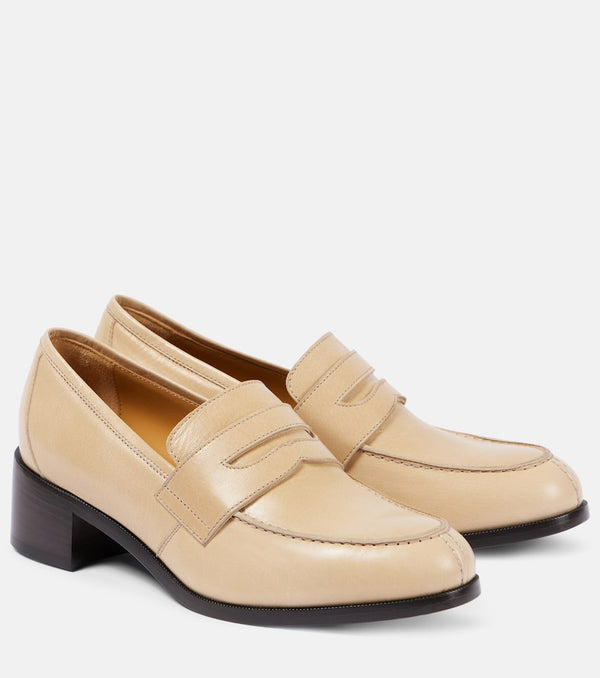 The Row Vera leather loafer pumps