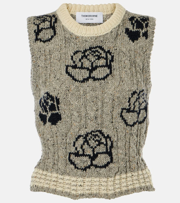 Thom Browne Floral intarsia wool and mohair vest