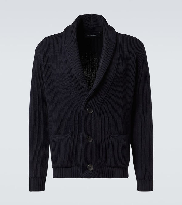 Thom Sweeney Ribbed-knit wool cardigan