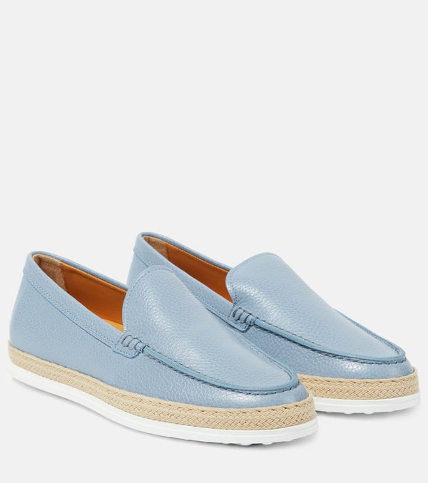 Tod's Raffia-trimmed leather loafers