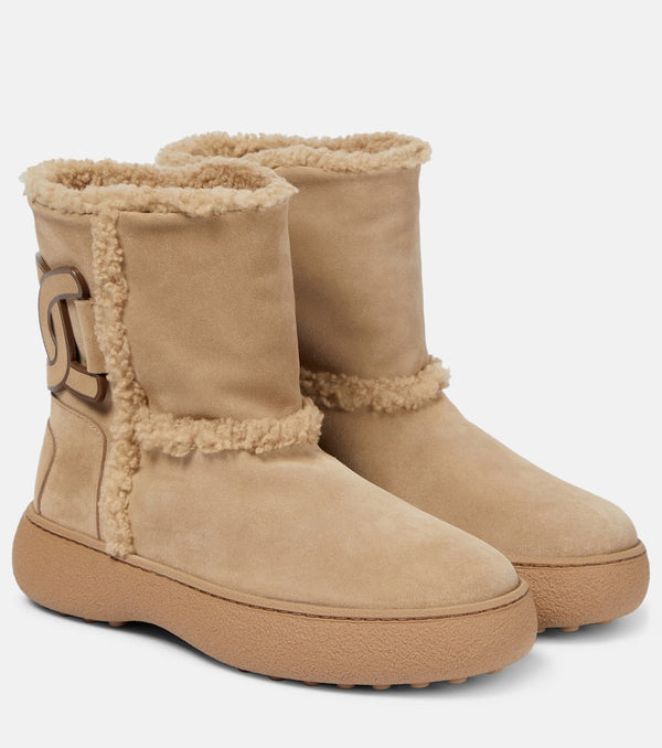 Tod's Suede and shearling ankle boots