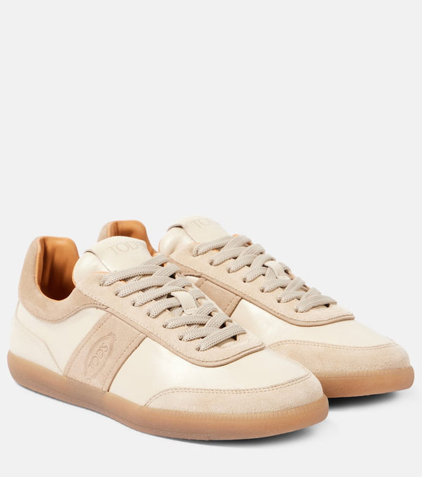 Tod's Tabs suede-trimmed leather sneakers