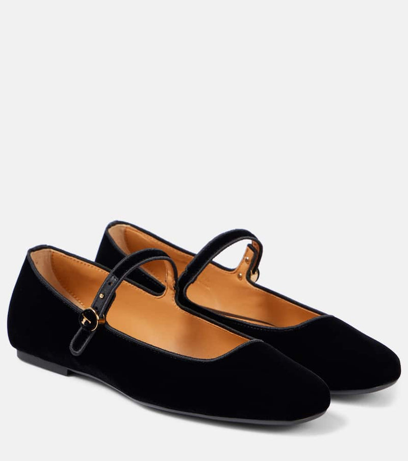 Tod's Velvet Mary Jane flats