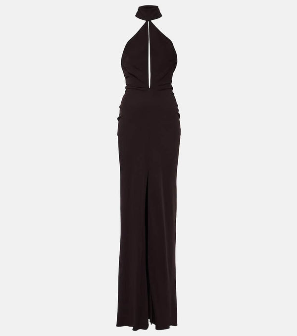 Tom Ford Cutout halterneck sablé jersey gown