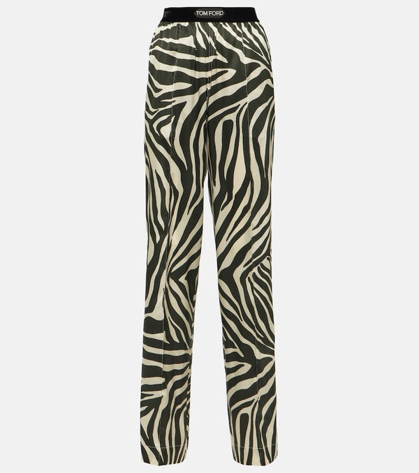 Tom Ford Printed silk-blend wide-leg pants