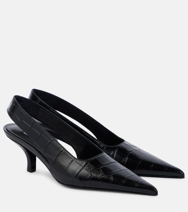 Toteme Croc-effect leather slingback pumps