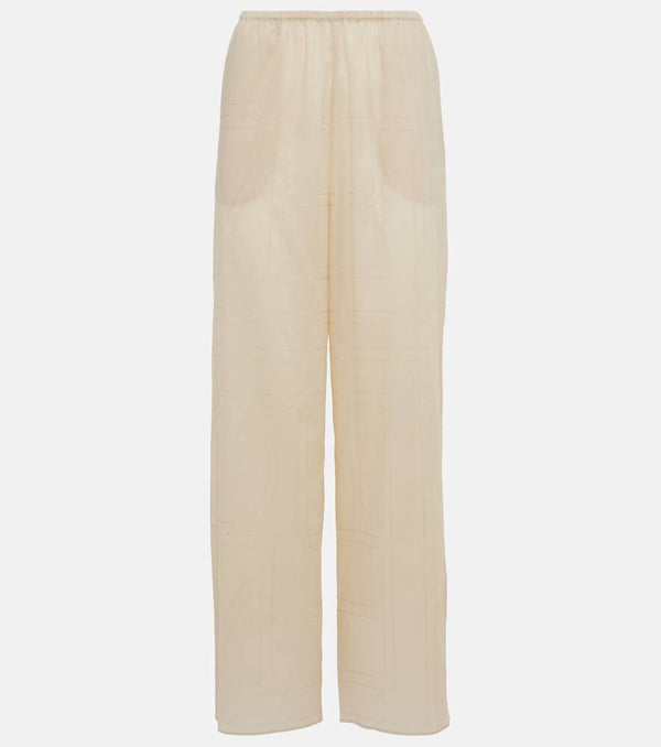 Toteme Monogram cotton-blend wide-leg pants