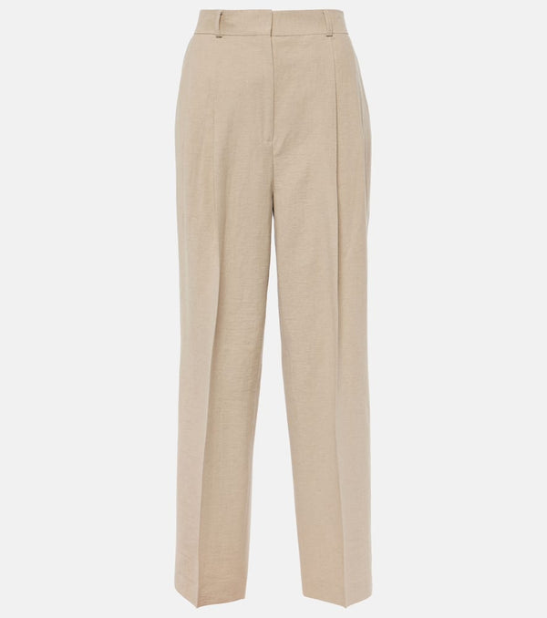 Toteme Pleated linen-blend straight pants