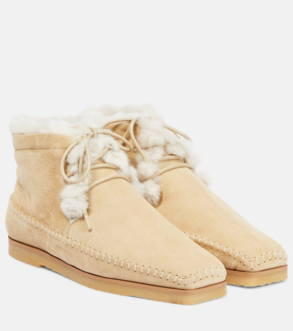 Toteme Suede and faux shearling ankle boots