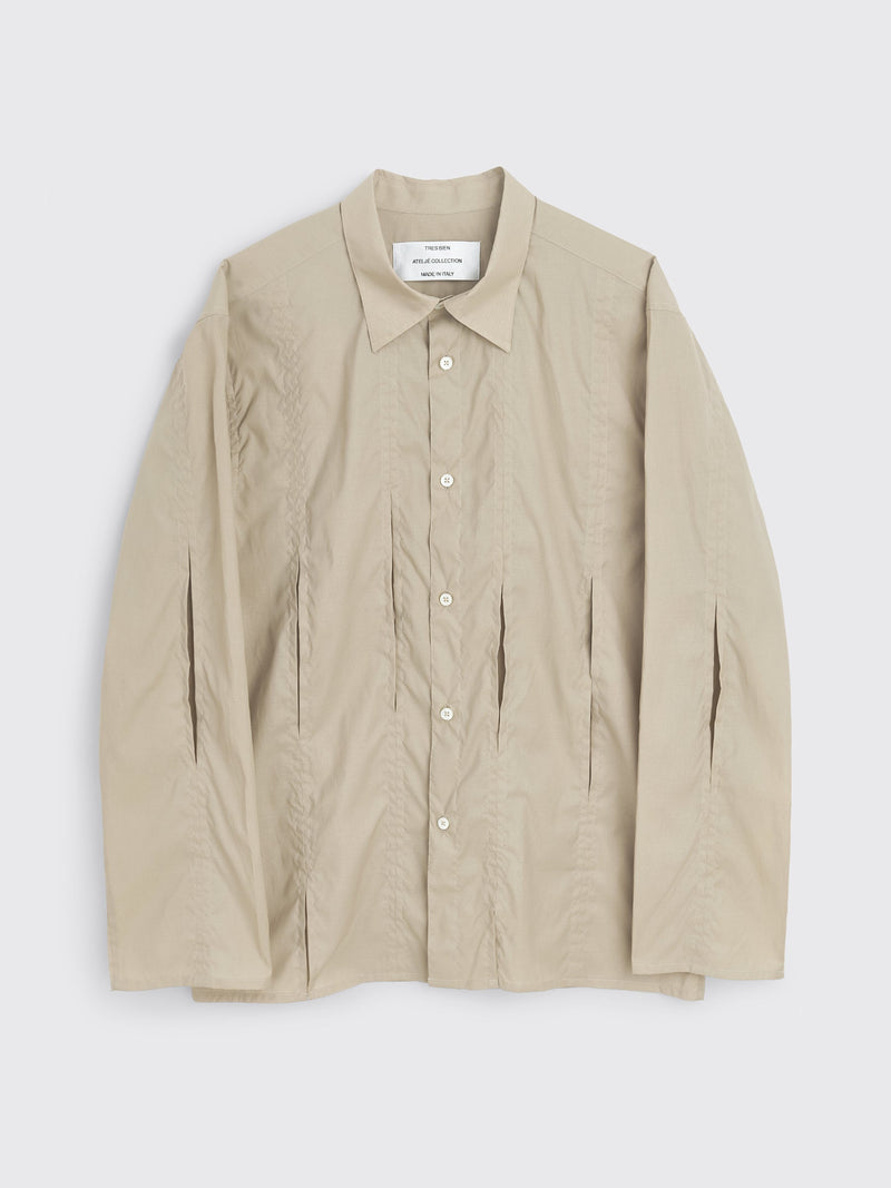 TRES BIEN ATELJÉ Cut And Sew Shirt Cotton Light Brown