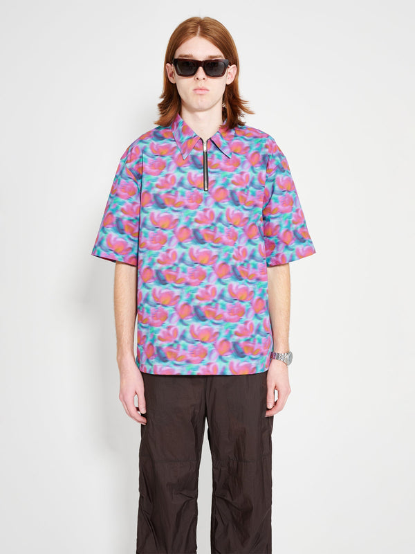 TRÈS BIEN everywear Half Zip Print Shirt Tencel Multi