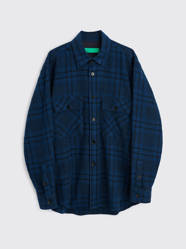 TRÈS BIEN everywear Oversized Classic Shirt Wool Blue Flannel