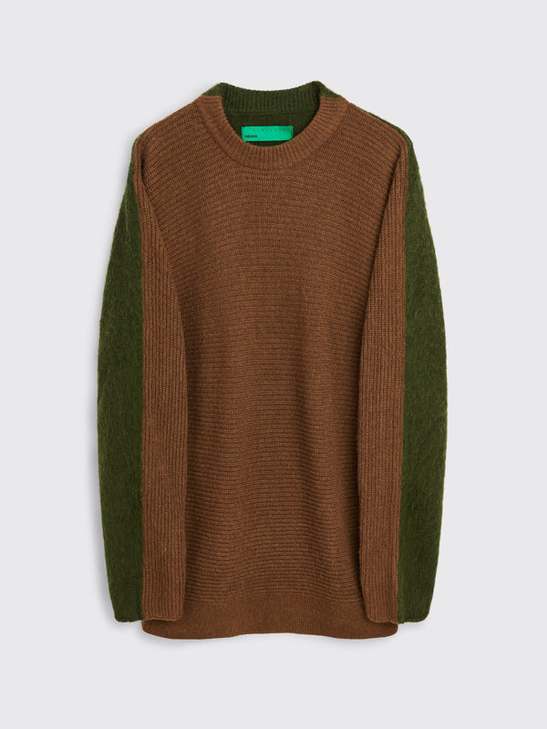 TRÈS BIEN everywear Split Knitted Sweater Wool Blend Brown Green