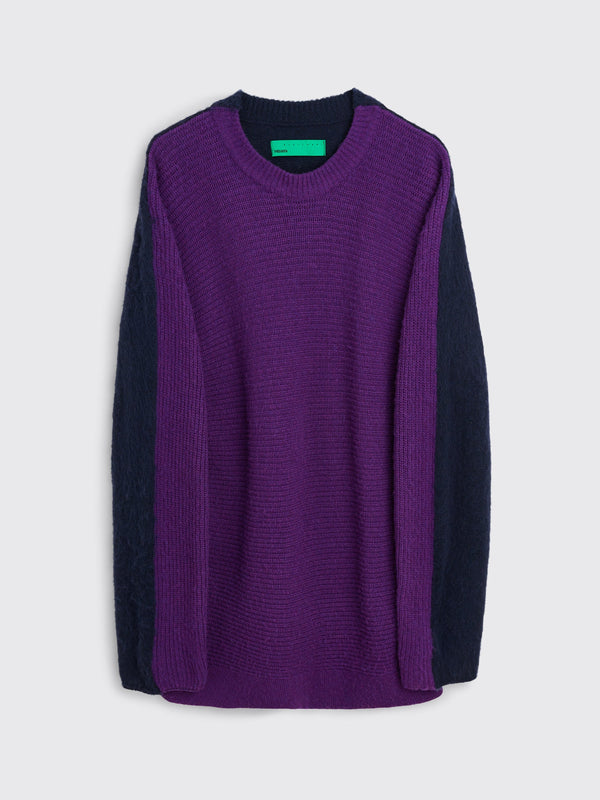 TRÈS BIEN everywear Split Knitted Sweater Wool Blend Purple Navy