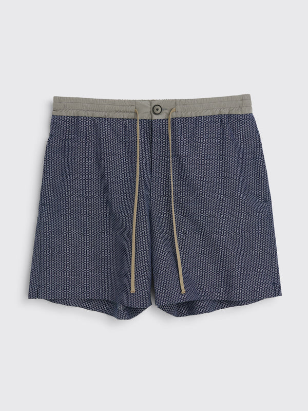 TRÈS BIEN everywear Short Leg Shorts Jacquard Pattern Blue