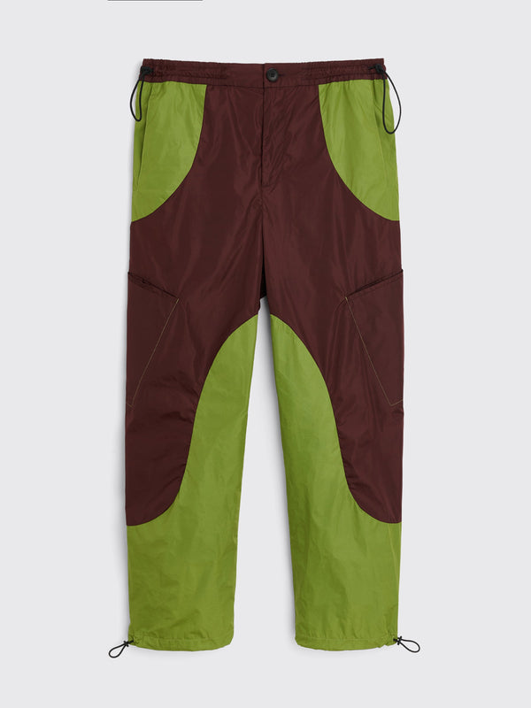 TRÈS BIEN everywear Tech Panelled Trousers Nylon Burgundy  Green