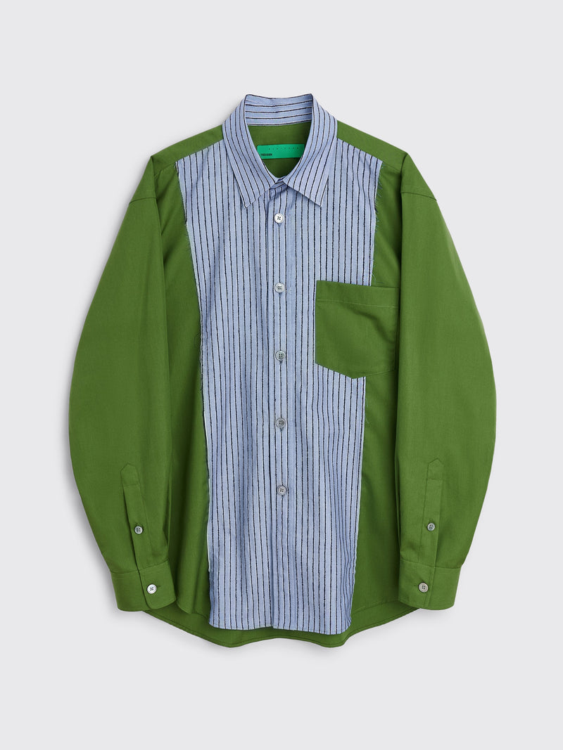 TRÈS BIEN everywear Raw Seam Oversized Classic Shirt Cotton Green Stripe