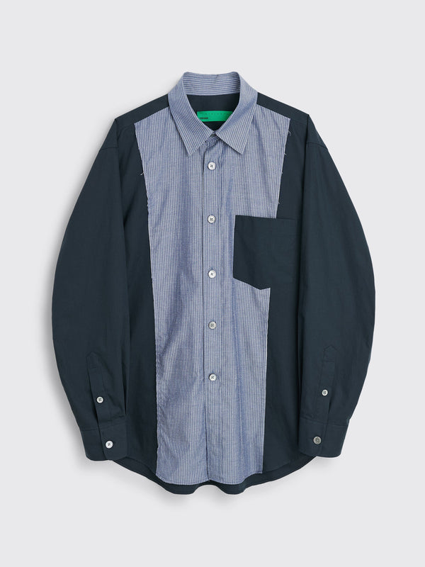 TRÈS BIEN everywear Raw Seam Oversized Classic Shirt Cotton Navy Stripe