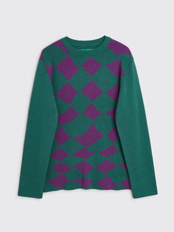 TRÈS BIEN everywear Pattern Knitted Sweatshirt Cotton Cashmere Green Purple