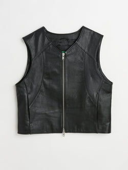 TRÈS BIEN everywear Panelled Leather Vest Leather Black