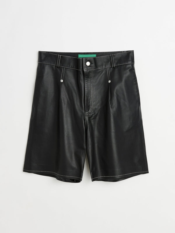 TRÈS BIEN everywear Leather Work Shorts Lambskin Black