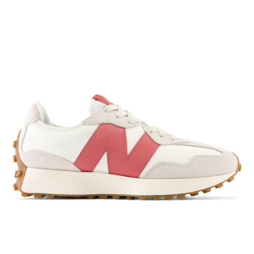 New Balance Unisex 327 in Beige/Red Suede/Mesh, 