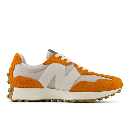 New Balance Unisex 327 in Orange/Brown Suede/Mesh, 